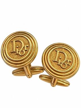 Christian Dior Vintage Monogram Medallion Cufflinks